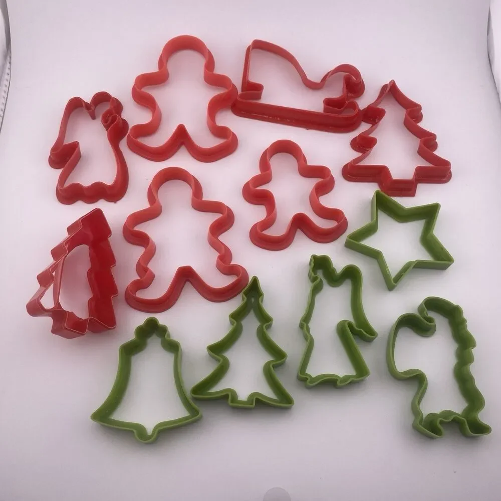Lot of 12 Christmas Holiday Plastic Cookie Cutters